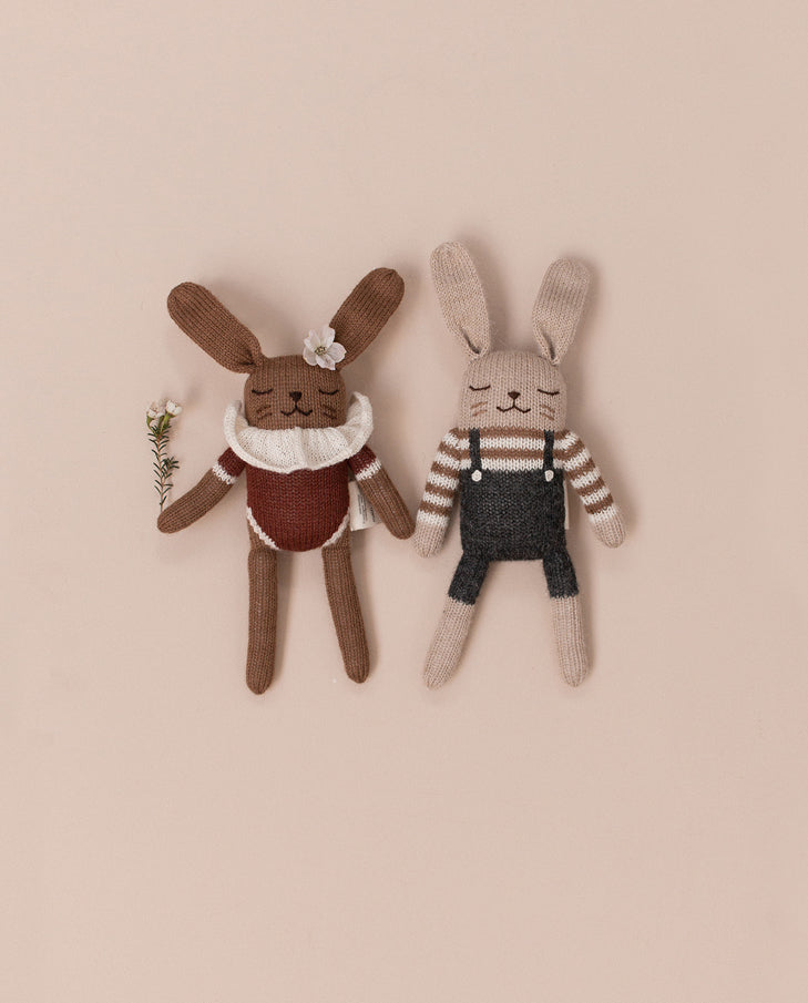 Bunny Soft Toy - Black Overalls | Organic Zoo