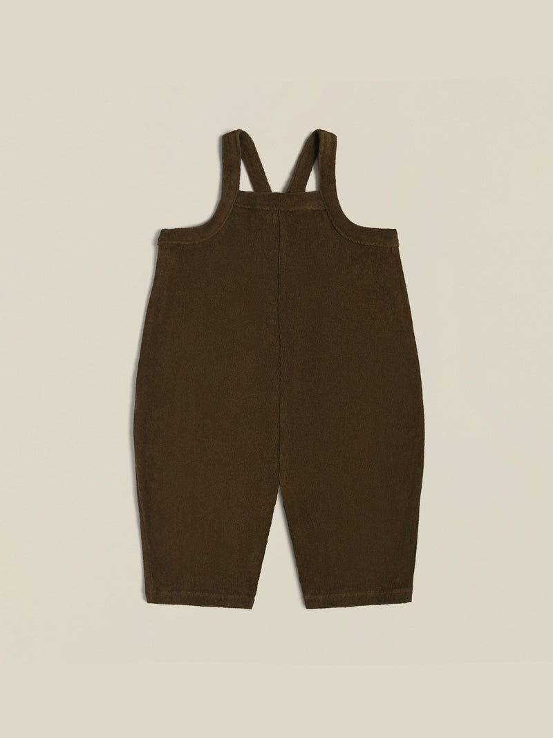 Olive Terry Cropped Dungarees 
